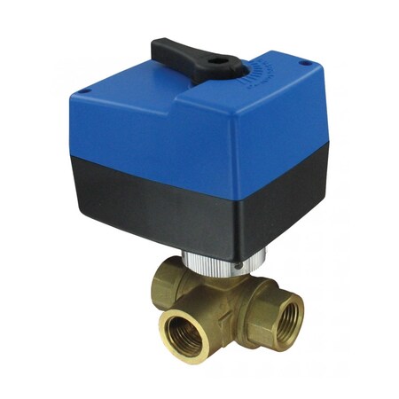 Dwyer Instruments Three-Way detachable electric ball valve, Cv value 17.9, 1-1/4" npt, 120 vac, floating 3HBAV0512
